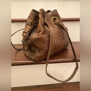AUTH Christian Dior cannage bucket bag